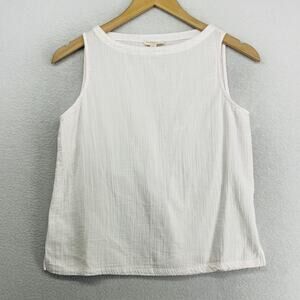 EILEEN FISHER Tank Top PP Organic Cotton Crinkle Gauze Boat Neck Pale Pink